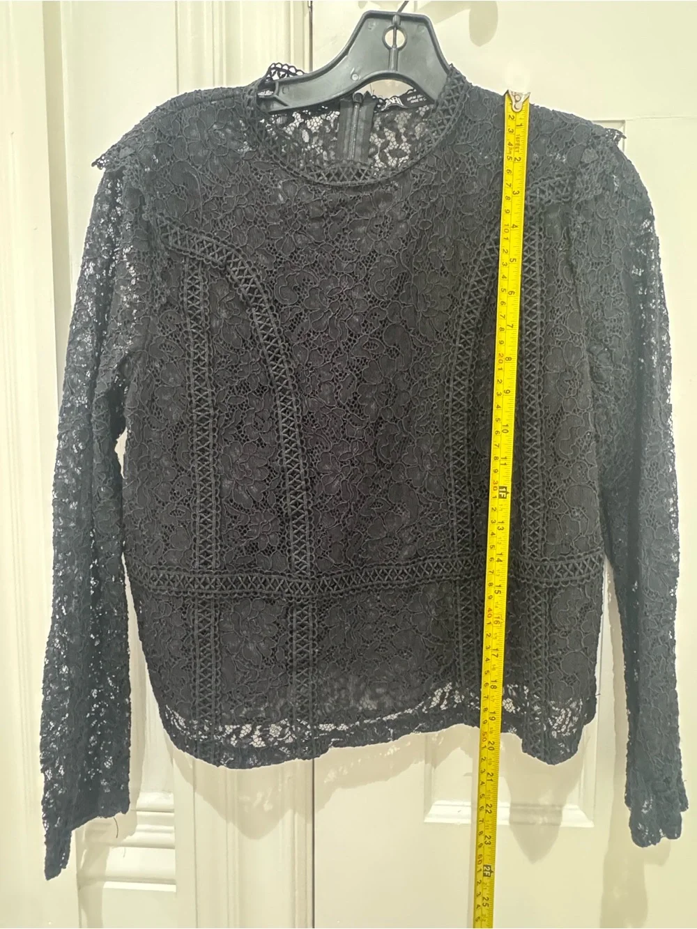 Zara Black Lace Long-Sleeve Women's Top size medium